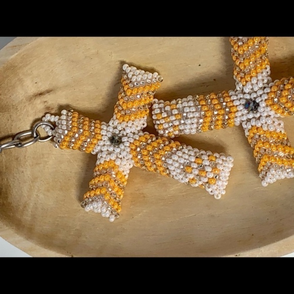 BEADED Cross Keychains